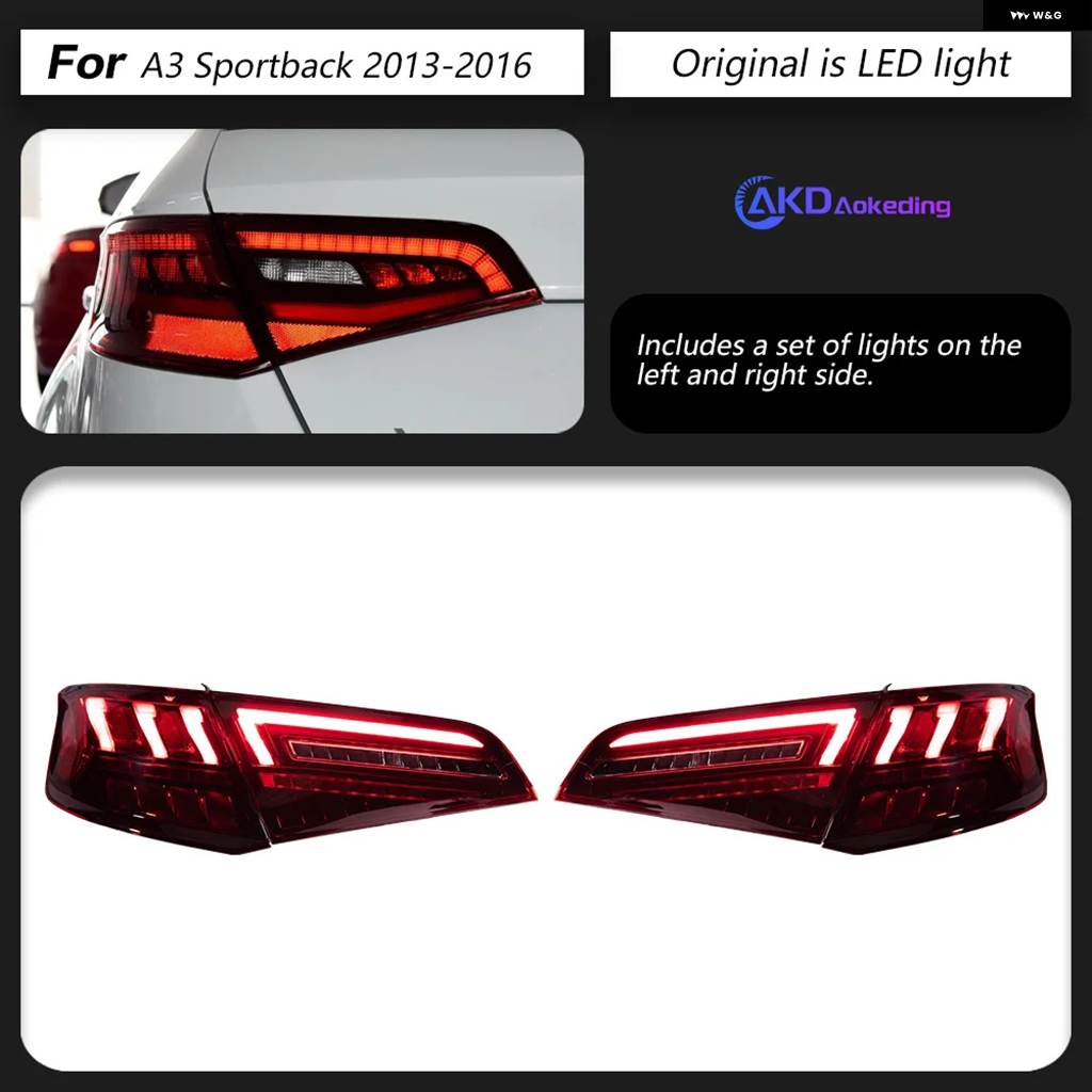 並行輸入品 アウディ A3 S3 ハッチバック LED テールライト 2013-2016 A3 リアストップランプ ブレーキシグナル DRL リバース_1