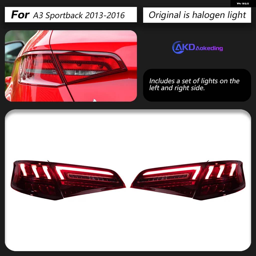 並行輸入品 アウディ A3 S3 ハッチバック LED テールライト 2013-2016 A3 リアストップランプ ブレーキシグナル DRL リバース_2
