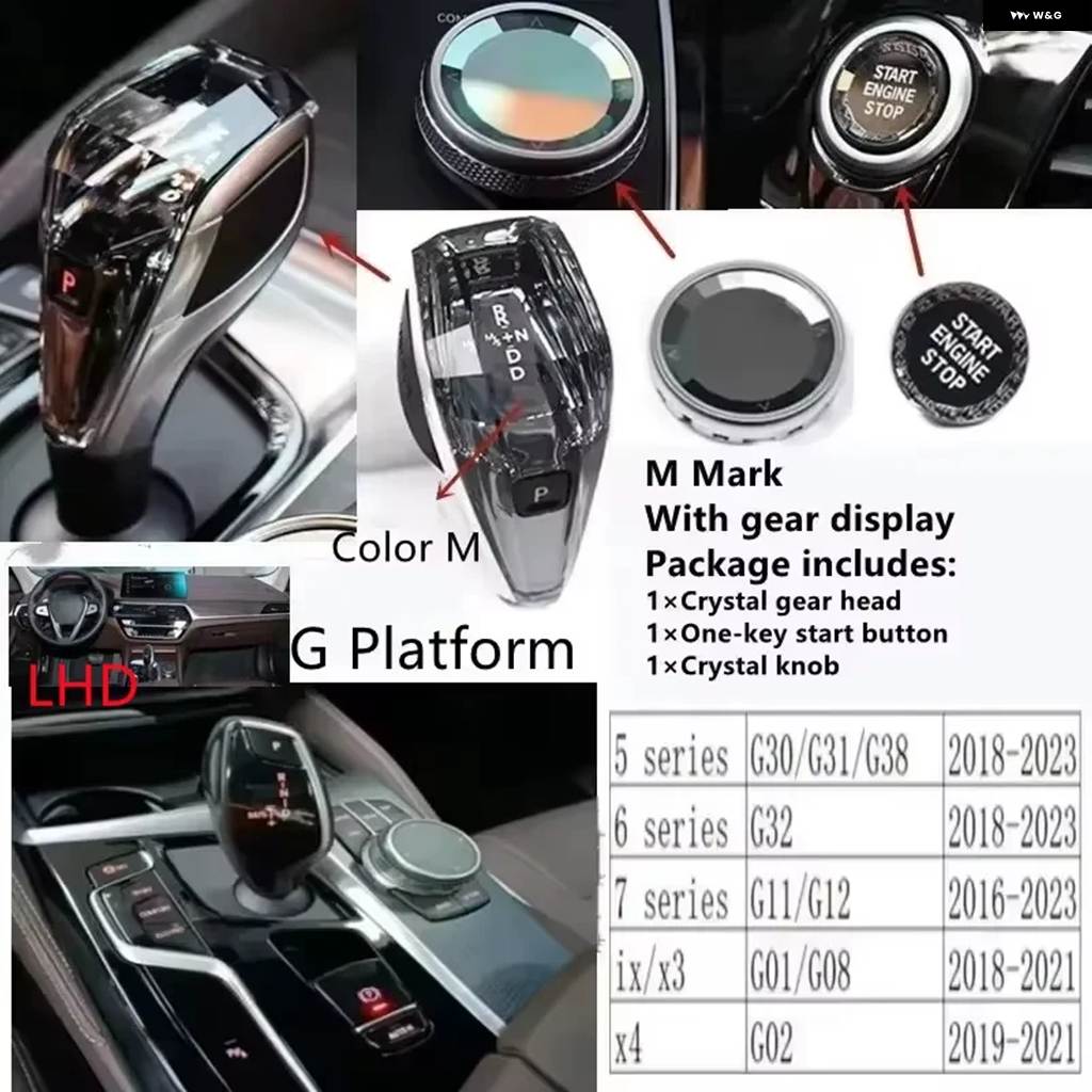 並行輸入品 クリスタル ギア シフト ノブ レバー スティック ハンドル 3個セット BMW 3 5シリーズ G20 G21 G28 G22 G23 G26 G15_5