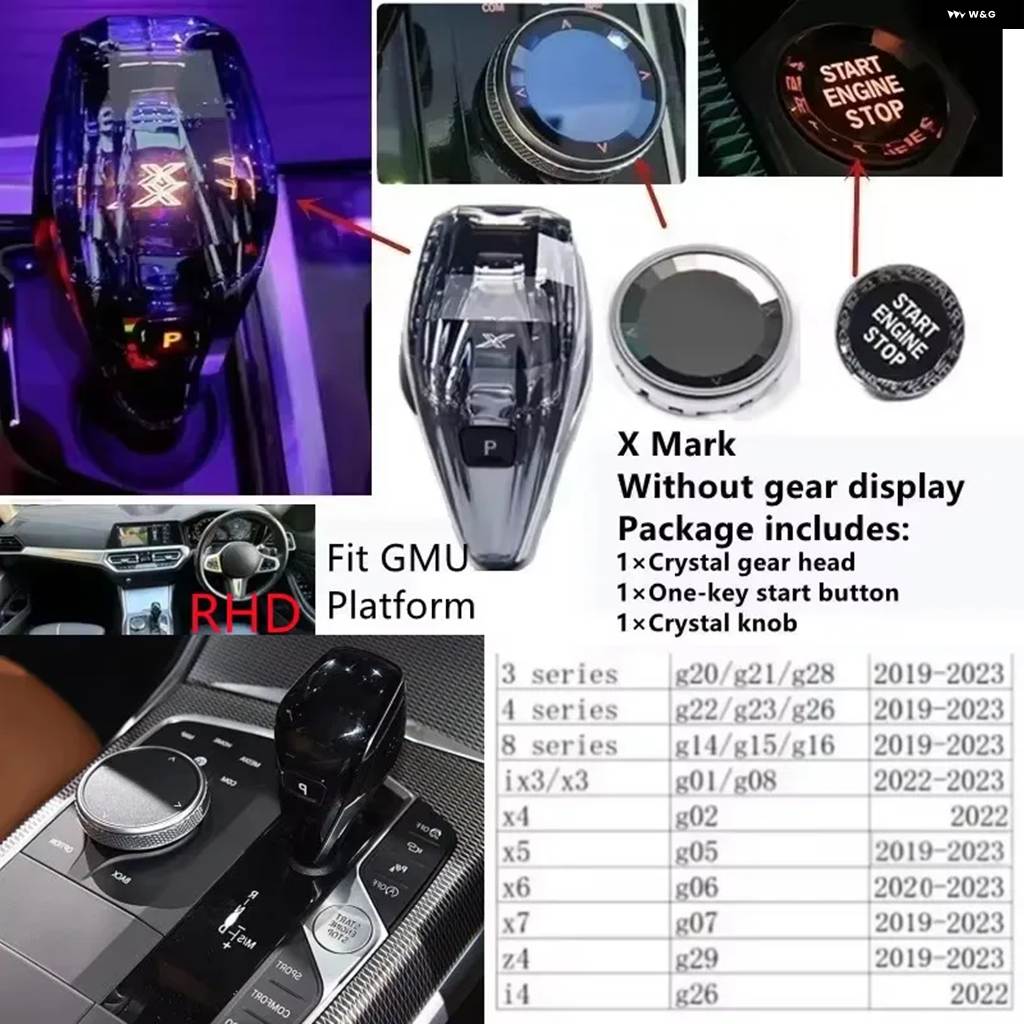 並行輸入品 クリスタル ギア シフト ノブ レバー スティック ハンドル 3個セット BMW 3 5シリーズ G20 G21 G28 G22 G23 G26 G15_7