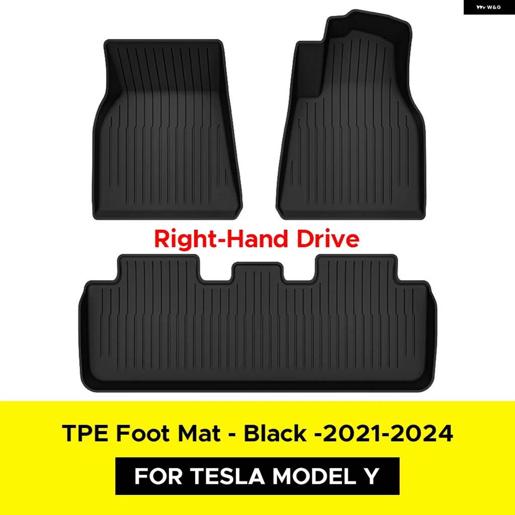 並行輸入品 テスラ モデルY 2021-2024 フロアマット 左ハンドル と 右ハンドル TPEカーペット 防水 耐候性 フット パッド マットの画像