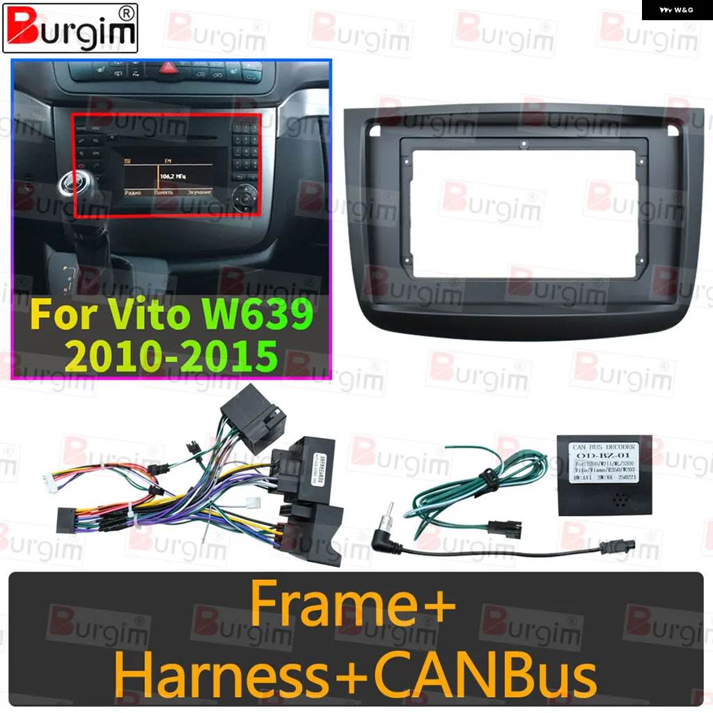 並行輸入品 メルセデス ベンツ ヴィト ビアノ 2 W639 2003-2015カー ラジオ フェイシア フレーム 10インチ 2DIN ステレオ パネルの画像