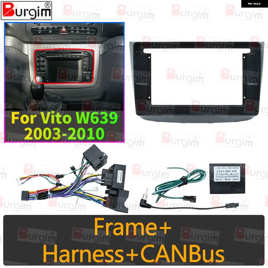 並行輸入品 メルセデス ベンツ ヴィト ビアノ 2 W639 2003-2015カー ラジオ フェイシア フレーム 10インチ 2DIN ステレオ パネルの画像