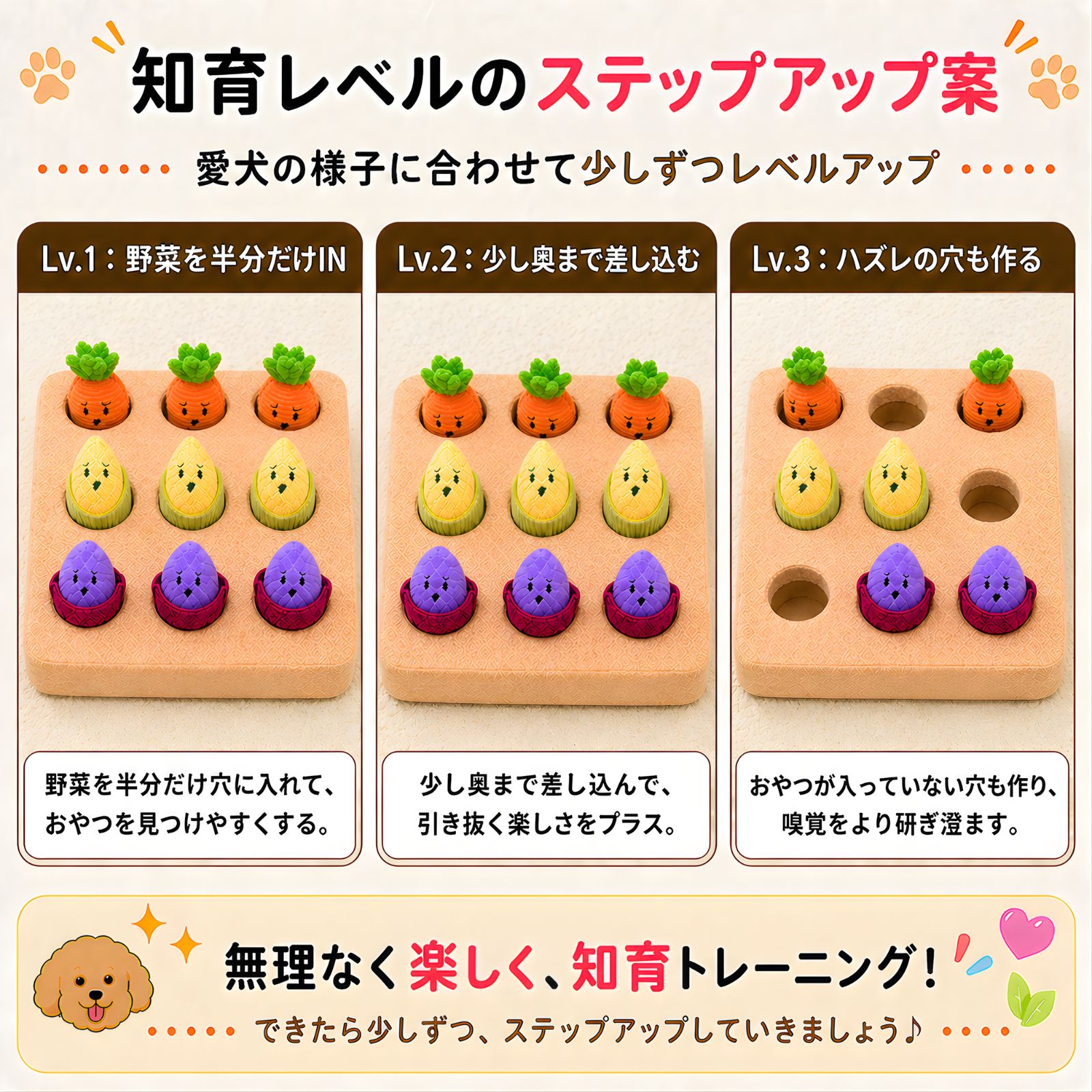 知育レベル ステップアップ 難易度調整 犬