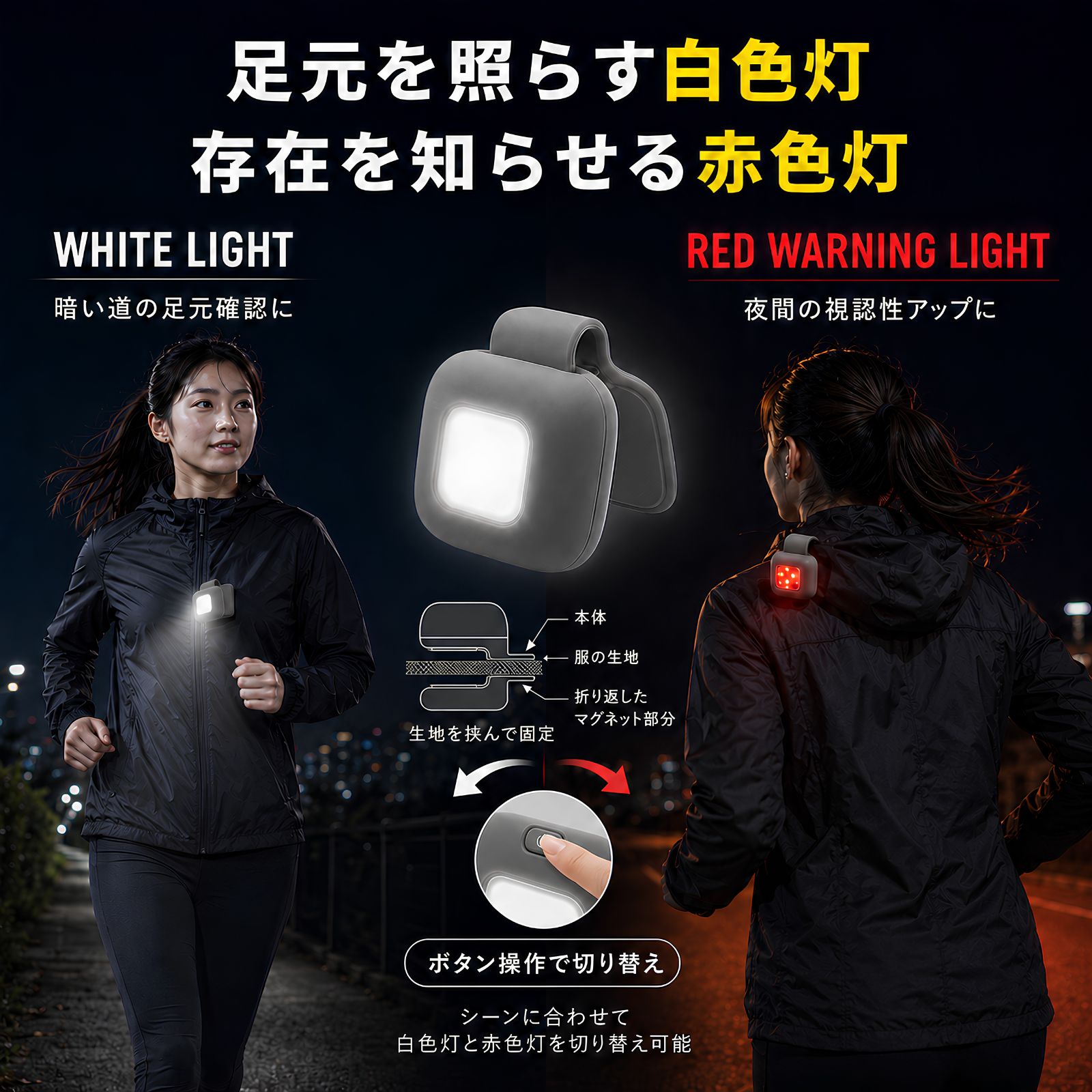 白色灯 赤色警告灯 切り替え 夜間ライト