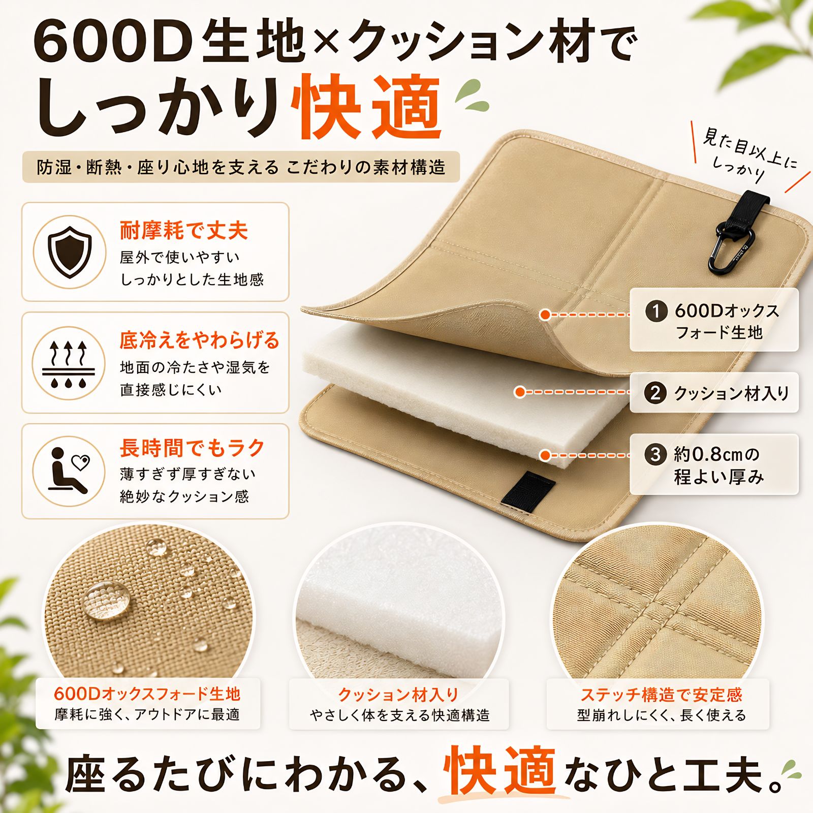 600Dオックスフォード生地 クッション材入り