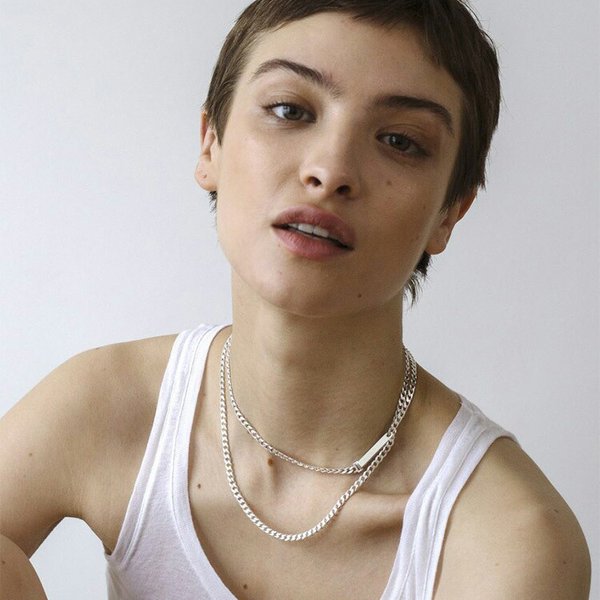 新品未使用SASKIA DIEZ シルバー ロングネックレス SASKIA DIEZ サスキアディツ】シルバーアイデンティティーラソー