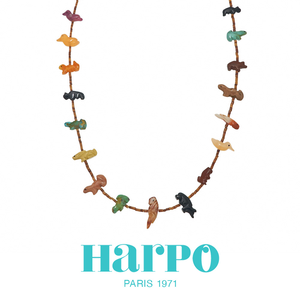最終お値下げ　HARPO 動物モチーフ ネックレス 天然石 Harpo | アニマル フェティッシュネックレス 66cm - シルバー