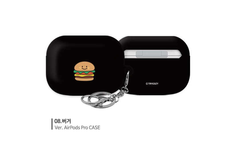 AirpodsPro/Pro2 エアポッズプロ イヤホンケース カバー 軽量 かわいい イラスト ワンポイント 食パン チーズ 食べ物 フード ポテト  ピザ ハンバーガー