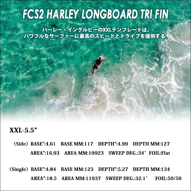 24 FCS2 ロングボードフィン HARLEY LONGBOARD TRI FINS ハーレー 