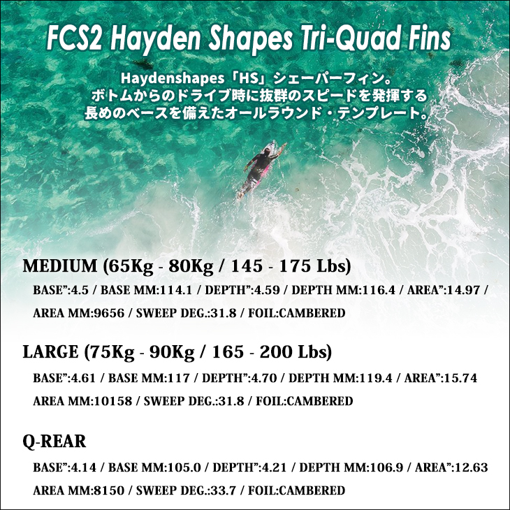 24 FCS2 フィン Hayden Shapes Tri-Quad Fins HS PC ヘイデン 