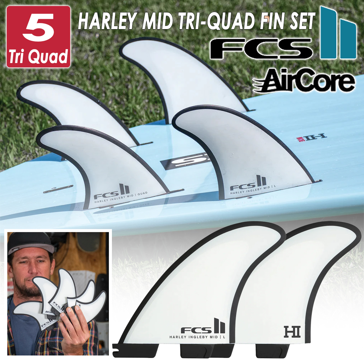 FCS II HARLEY MID TRI-QUAD FIN SET - FCS JAPAN