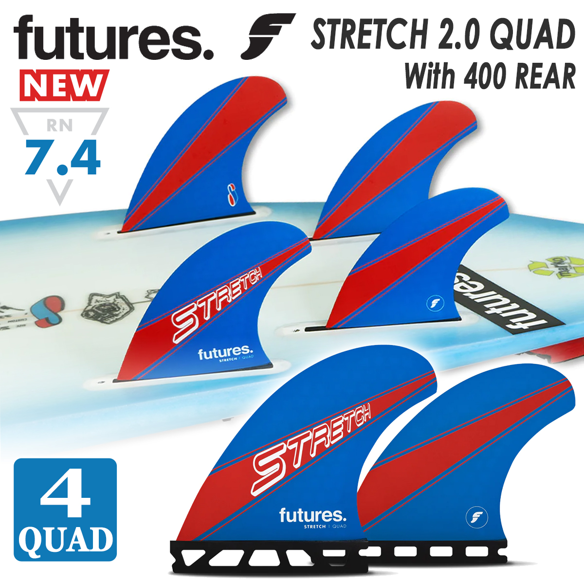 24 futures. フューチャー フィン STRETCH 2.0 QUAD With 400 REAR 