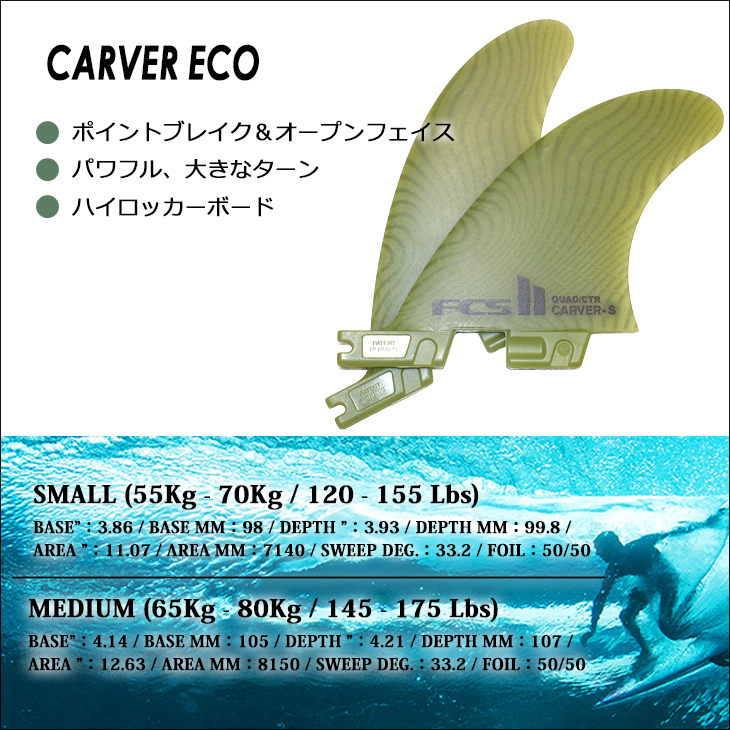 FCS 26 FCS2 フィン CARVER NEO GLASS EcoBlend QUAD REAR カーバー