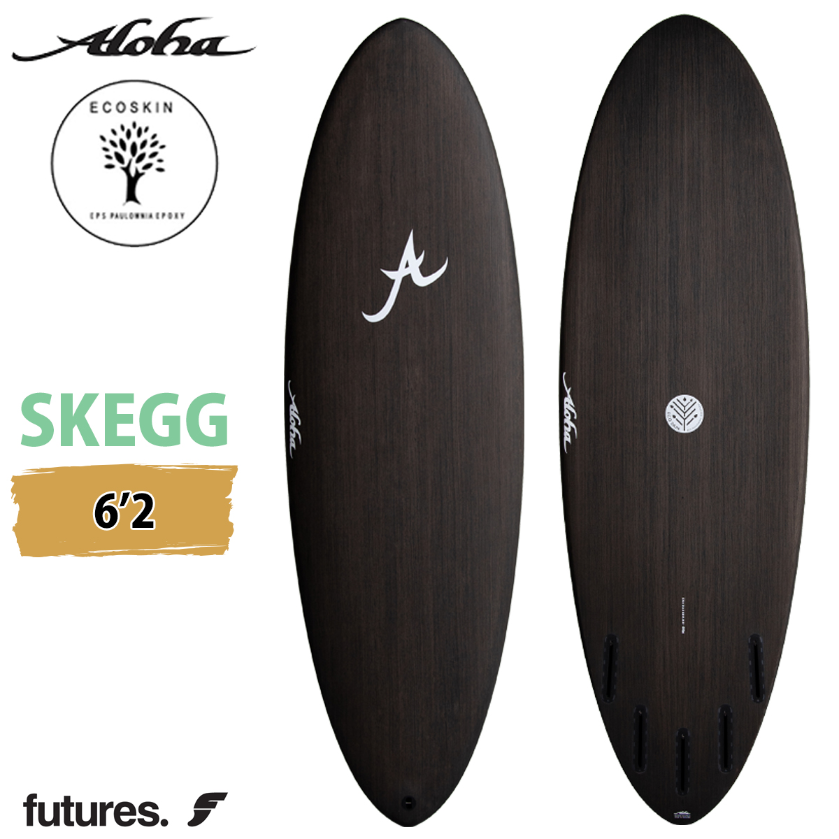 26 ALOHA SURFBOARDS アロハ サーフボード SKEGG 6'2 FUTURES EPS