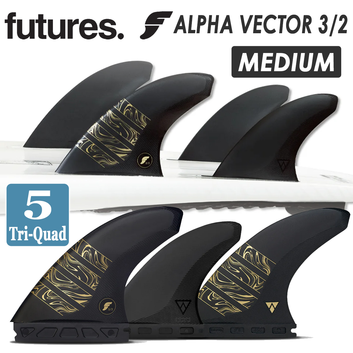 24 futures. フューチャー フィン ALPHA VECTOR 3/2 MEDIUM アルファ ベクター Tri-Quad トライクアッド  5フィン 5本セット サーフィン サーフボード 日本正規品