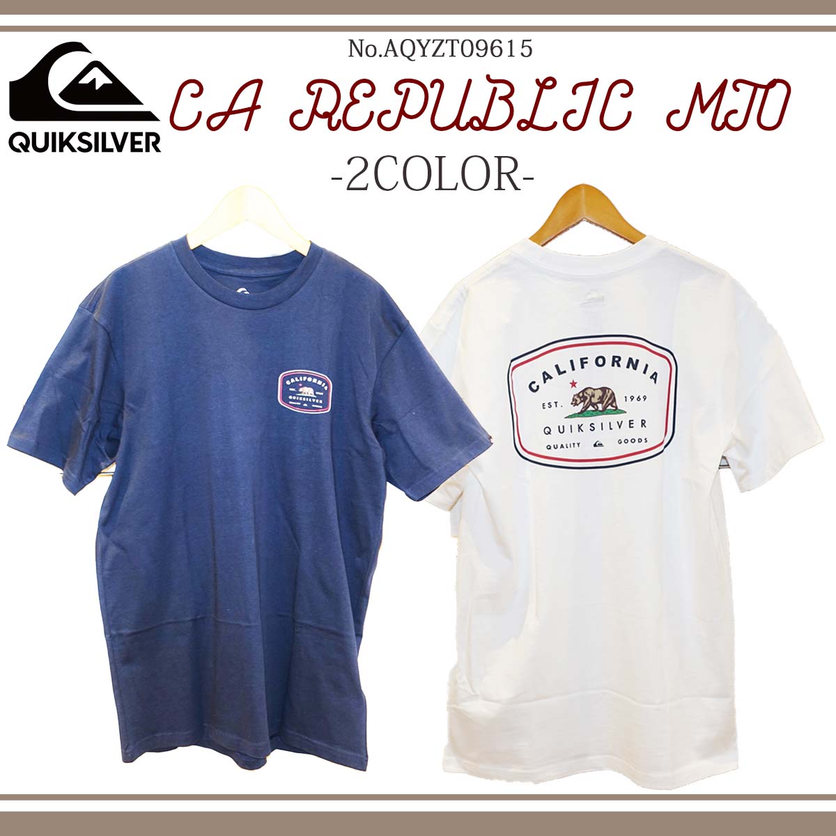 24 SS QUIKSILVER クイックシルバー Tシャツ CA REPUBLIC MTO 半袖 ベア クマ マリンスポーツ アウトドア メンズ  2024年春夏 品番 AQYZT09615 日本正規品