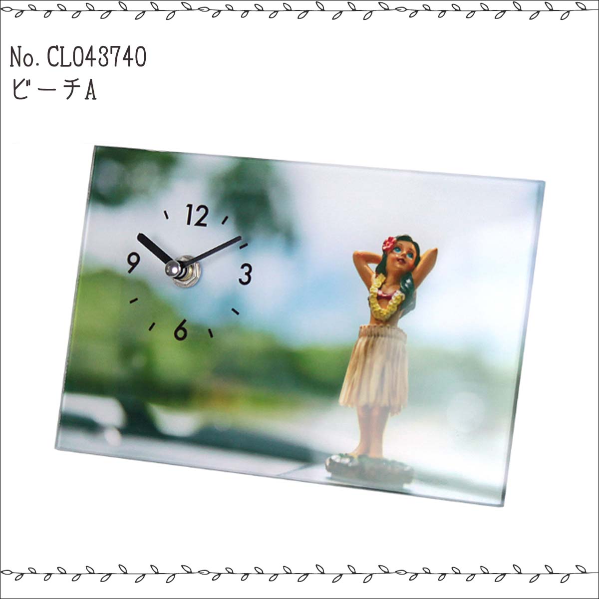 雑貨 インテリア Glass art picture desk clock ガラスアート