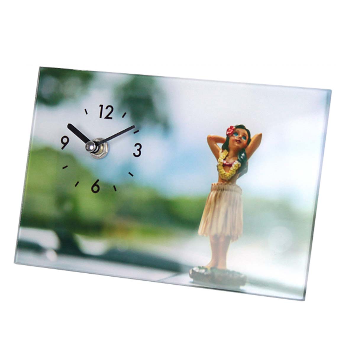 雑貨 インテリア Glass art picture desk clock ガラスアート