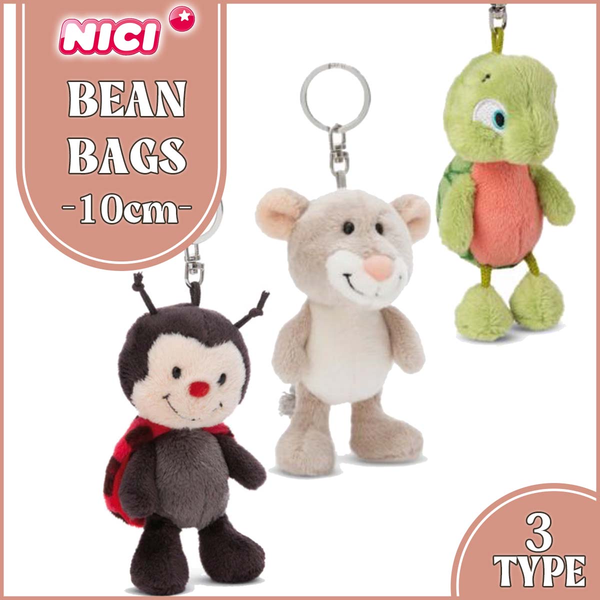 NICI ニキ キーリング BEAN BAGS 10cm キーホルダー ビーンバッグ うさぎ ぬいぐるみ アンゴラウサギ ラブキャット フラッフィー  洗濯可能 日本正規品 : beanbag1350 : オーシャン スポーツ - 通販 - Yahoo!ショッピング