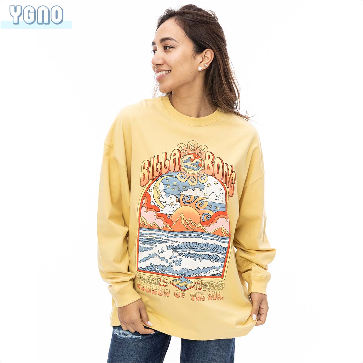 BILLABONG ビラボン 長袖 Tシャツ レディース ロンT バックプリント ルーズシルエット BE014-058 BILLABONG（ビラボン）の「BILLABONG/ビラボン ロンT バック