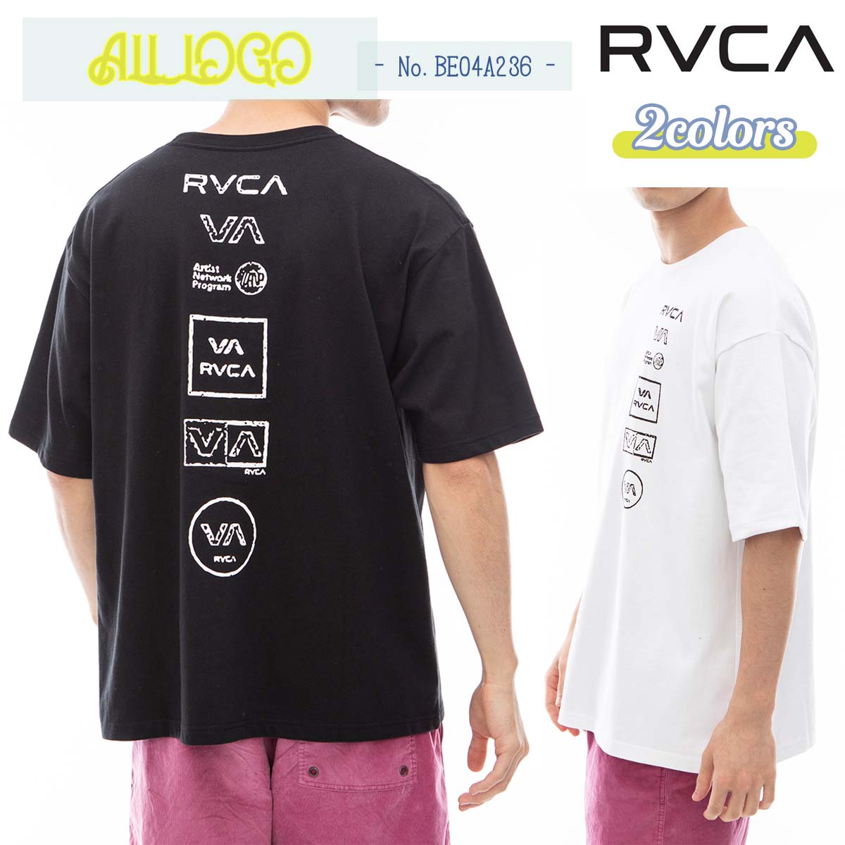 RVCA■ルーカ ロゴ 半袖 コットンTシャツ 4色 RVCA 24 SS ルーカ Tシャツ ALL LOGO 半袖 トップス 夏服