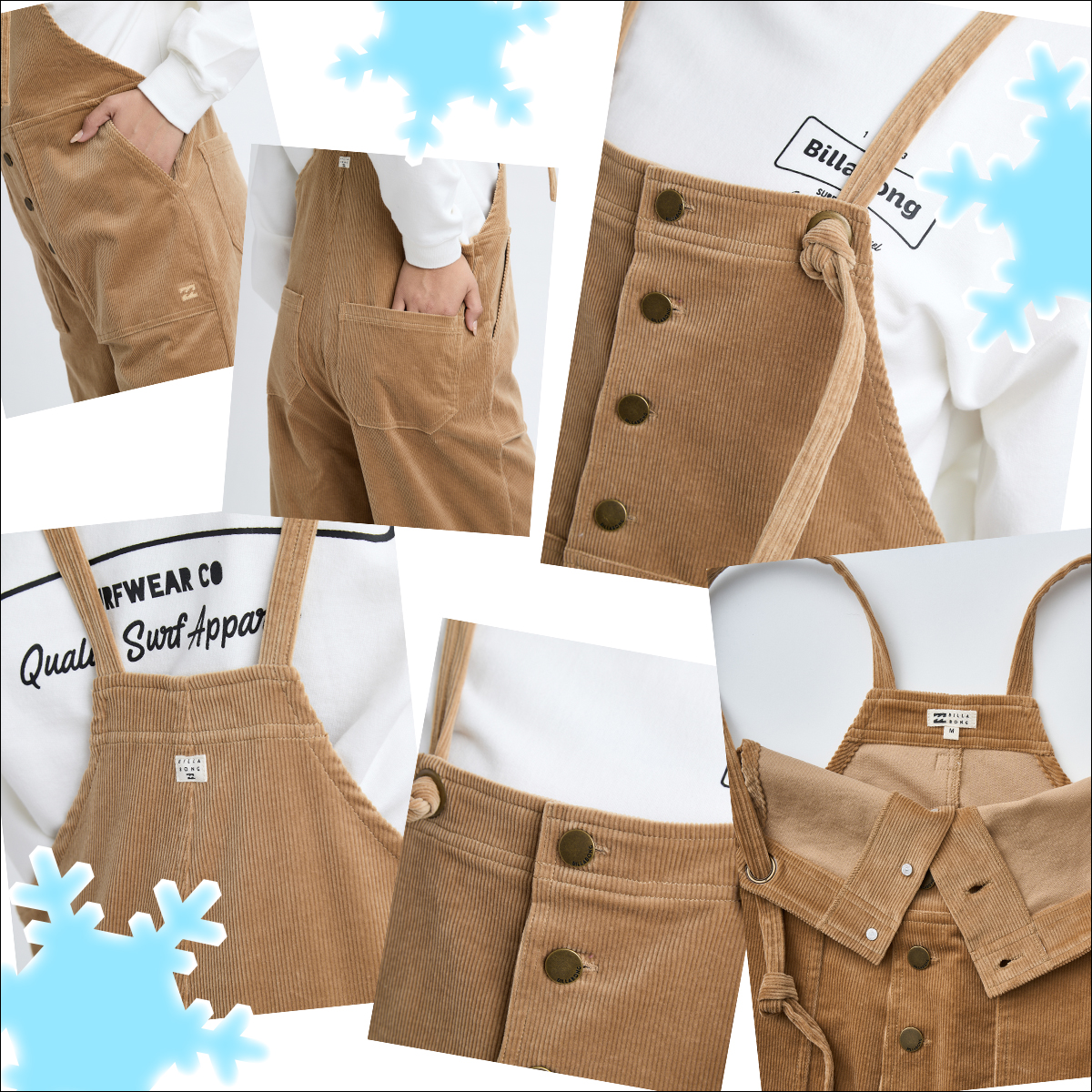 25 FW BILLABONG ビラボン サロペット コーデュロイ パンツ オーバーオール つなぎ かわいい おしゃれ レディース 2025年秋冬 BF014704 BF014-704 日本正規品 BILLABONG（ビラボン） 25 FW BILLABONG サロペット コーデュロイ