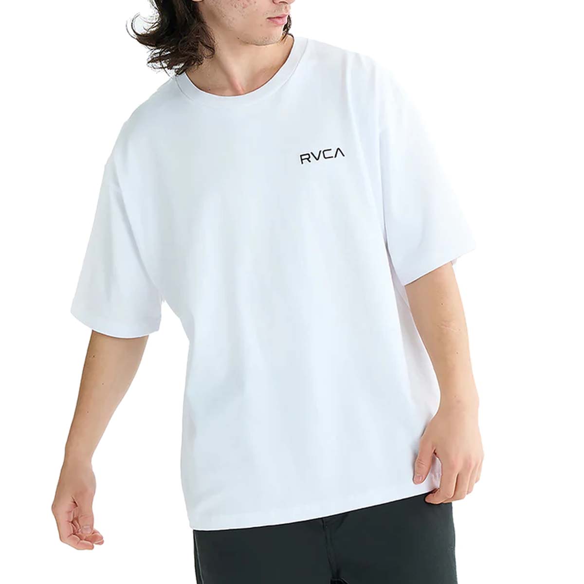 RVCA■ルーカ ボックスロゴ 半袖 コットン Tシャツ 白黒 RVCA 25 HS ルーカ 半袖 Tシャツ ボックス エス ティー クルー