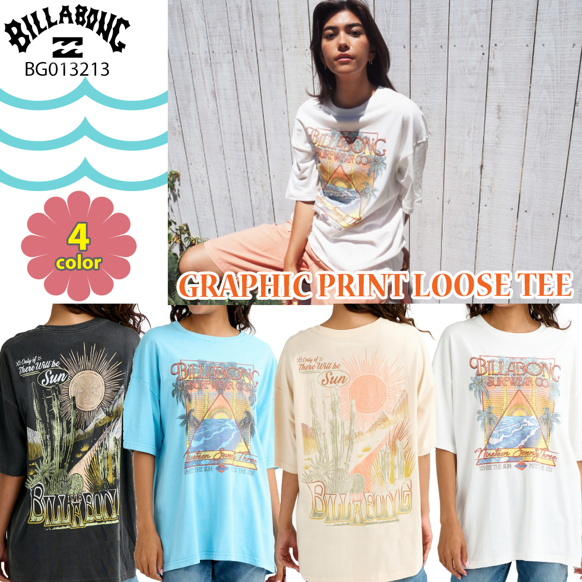 BILLABONG（ビラボン） 26 SS BILLABONG Tシャツ GRAPHIC PRINT LOOSE