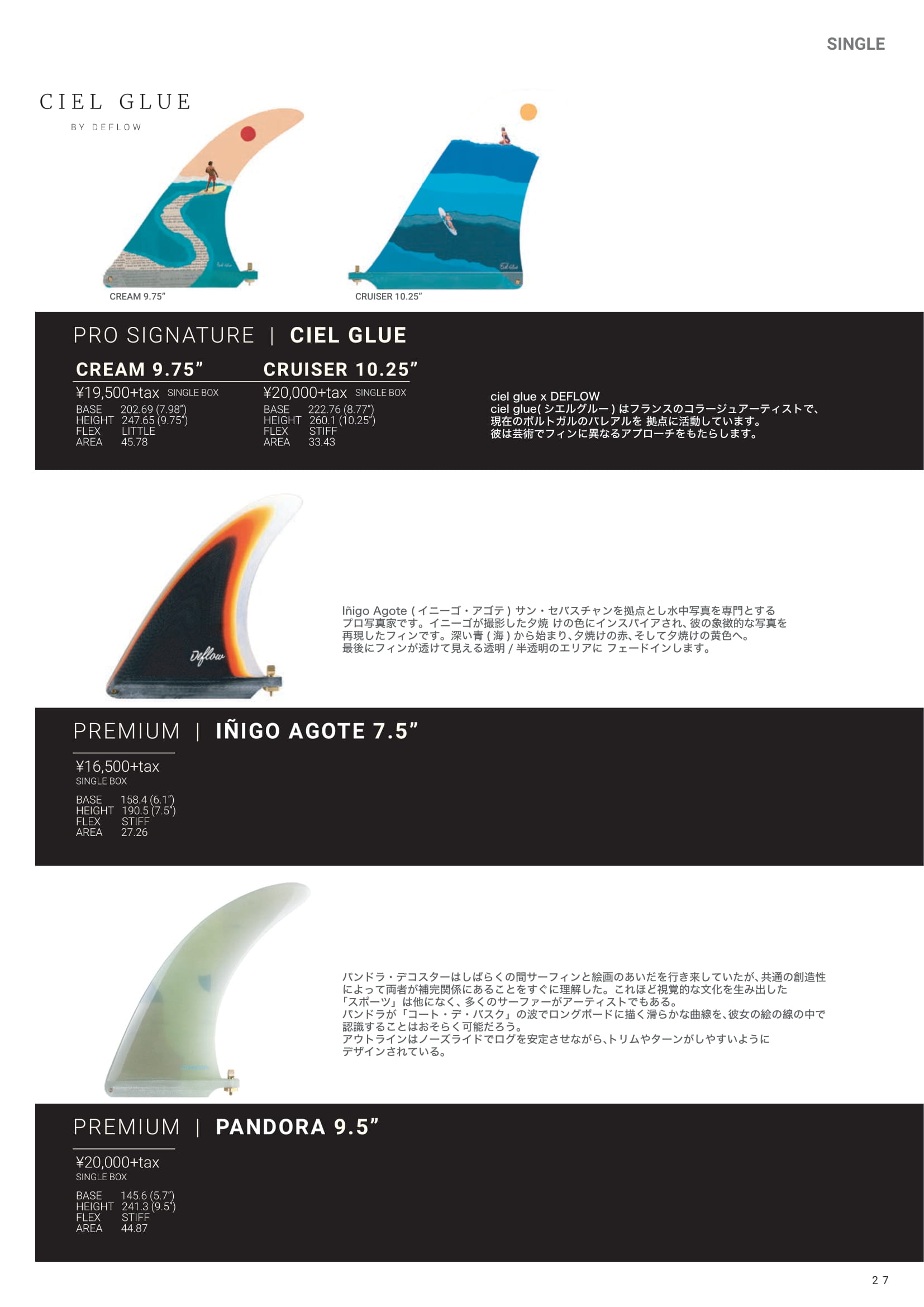 DEFLOW デフロウ ロングボードフィン シングルフィン イニーゴ・アゴテ