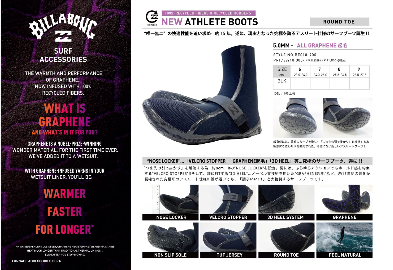 ビラボン　サーフィン　ブーツ　新品　24〜25 BILLABONG 24-25 ビラボン サーフブーツ NEW ATHLETE BOOTS 5mm