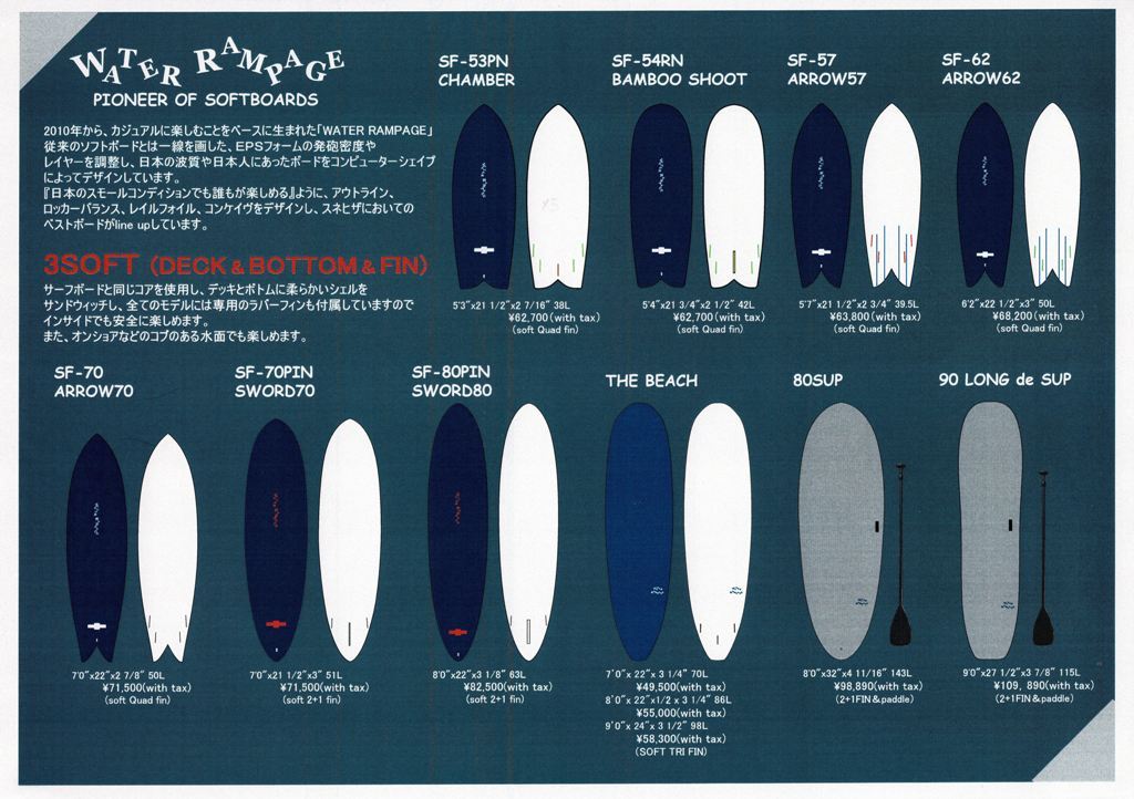 ウォーターランページ　5'4\" 42L フィン付き ウォーターランページ5'4