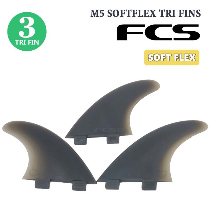 FCS M5 (Medium Size) Natural Glass Flex Tri Fin Set