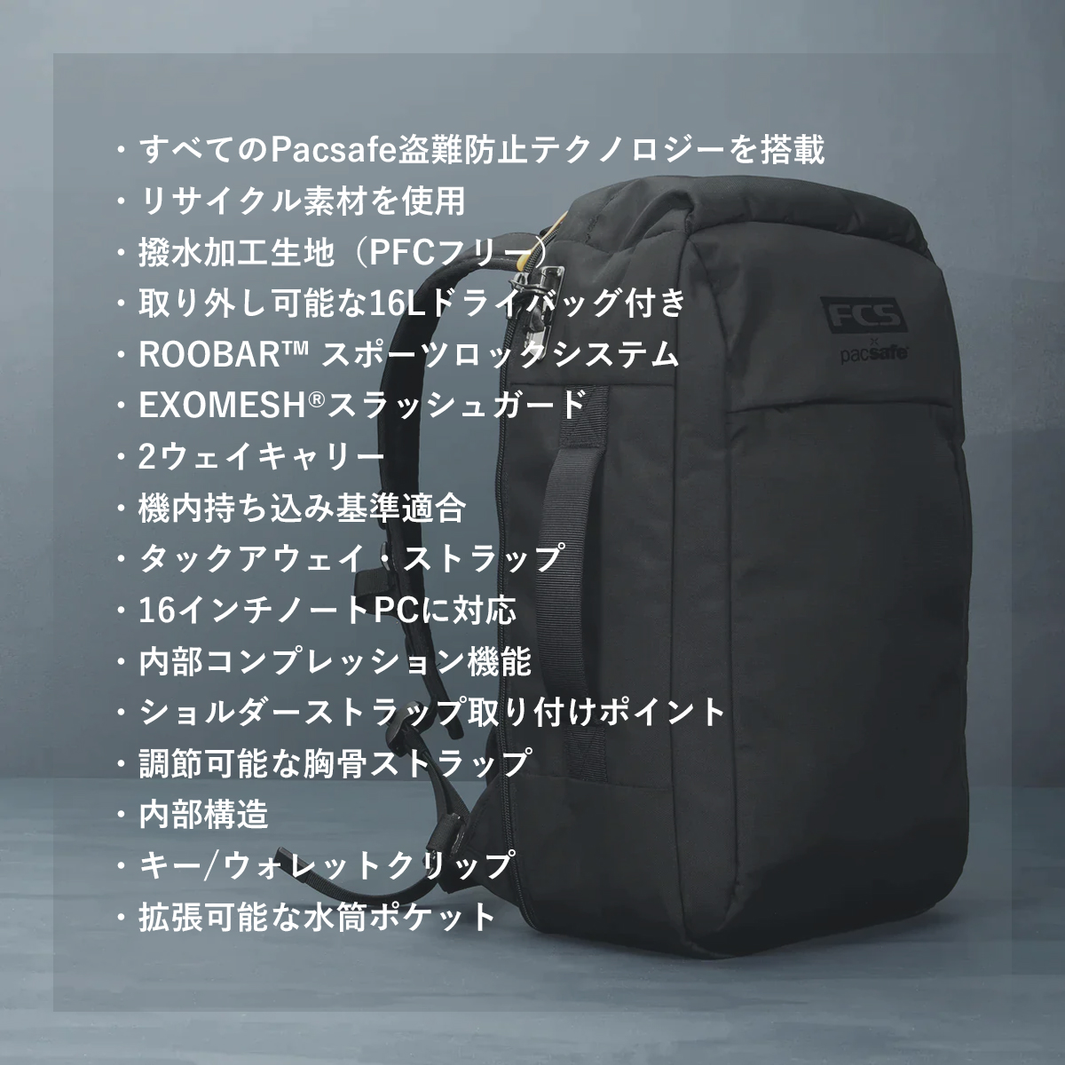 FCS 24 FCS バックパック PACSAFE DAY MISSION 28L TRAVEL PACK 盗難