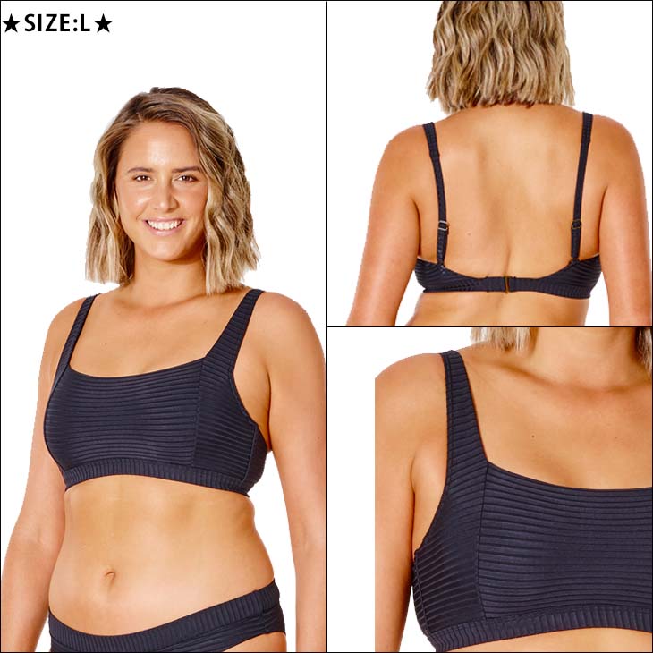 【未使用】RIP CURLの水着(D~DDカップ)＋パンツ黒×オレンジの花柄 RIP CURL（リップカール） 23 RIPCURL 水着 PREMIUM SURF DD CROP 調節