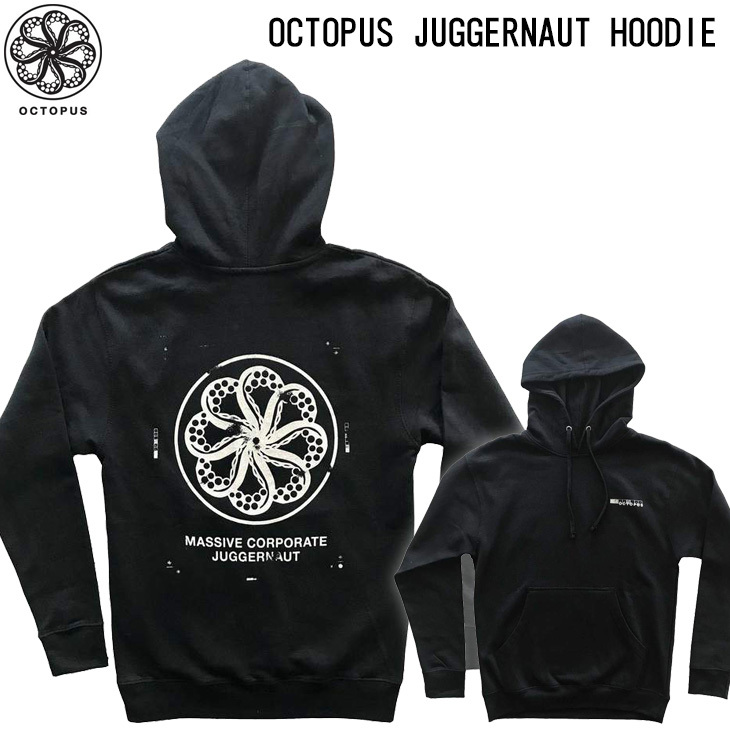 SSUR octopus hoody/Mフルジップ黒パーカー　刺繍 OCTOPUS（オクトパス） 21 OCTOPUS パーカー JUGGERNAUT HOODIE 長袖