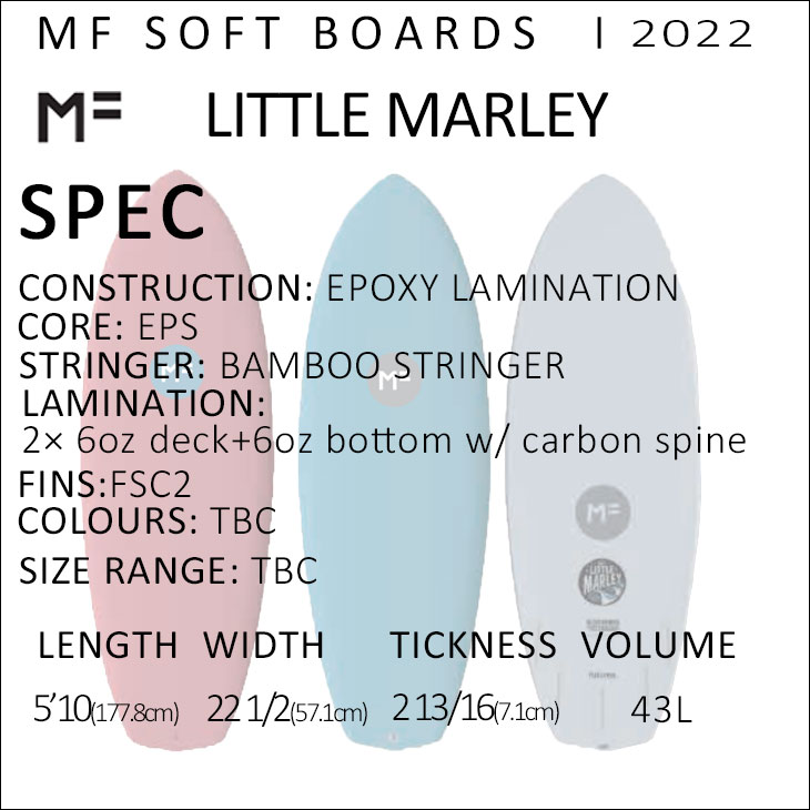 2022年5月下旬〜6月下旬出荷 予約 2022年モデル ミックファニング ソフトボード LITTLE MARLEY 5'10 リトルマーレー  サーフボード MICK FANNING MF 日本正規品