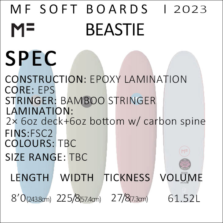 2023年モデル ミックファニング ソフトボード BEASTIE 8'0 ビースティ