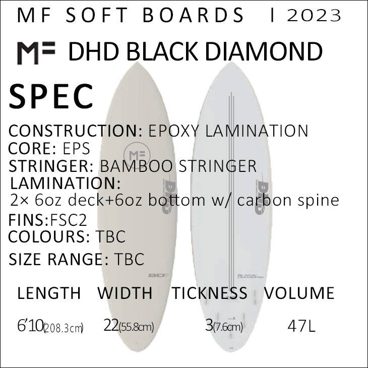 【Mick Fanning】 DHD ブラックダイアモンド 6'10 Buy the MF Softboards MF x DHD Black Diamond 5ft 10in White