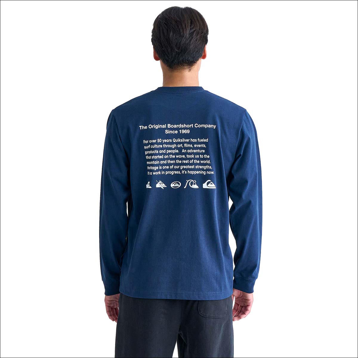 タグ付き新品Lサイズ　BLUE LUG スイフトブルー 長袖Tシャツ Quiksilver（クイックシルバー） 24 FW Quiksilver ロンT QS HISTORY