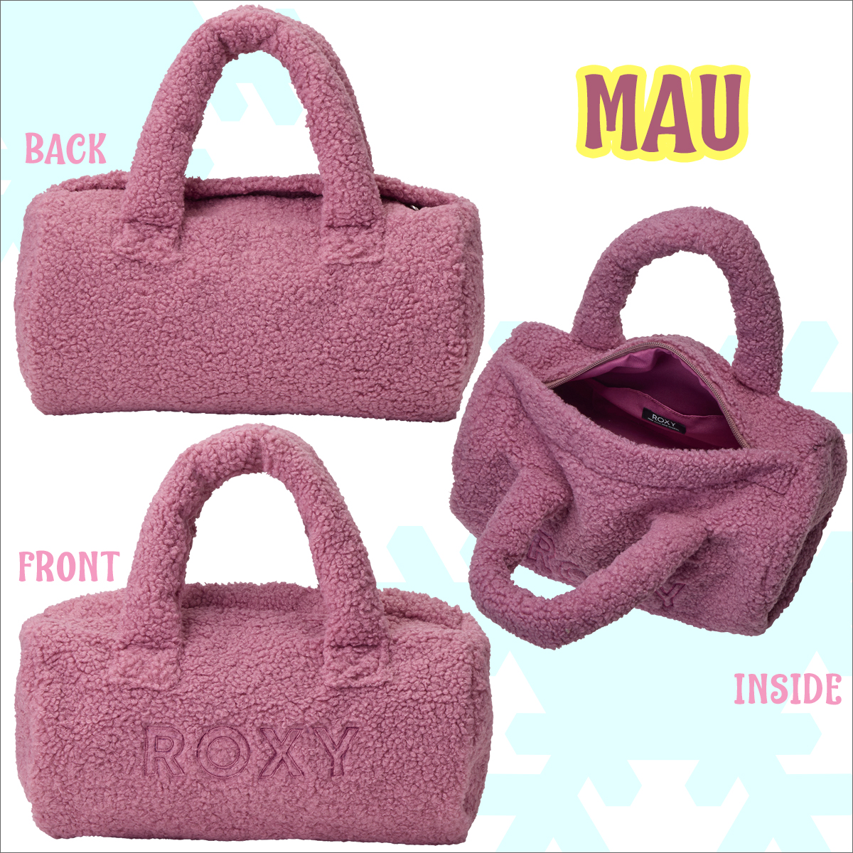 ROMAROミニバック ROXY 24 ロキシー ミニドラムバッグ ふわふわ ボア ドラムバッグ