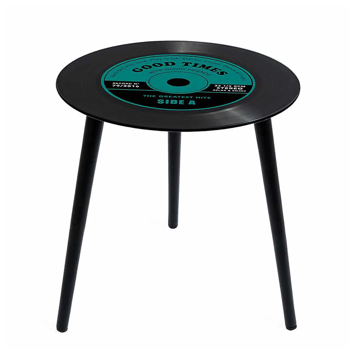 【新着商品】Balvi サイドテーブル レコード ブルー 40cm 丸 小さめ balvi バルビ サイドテーブル LPレコード型 ナイトテーブル クリスタル