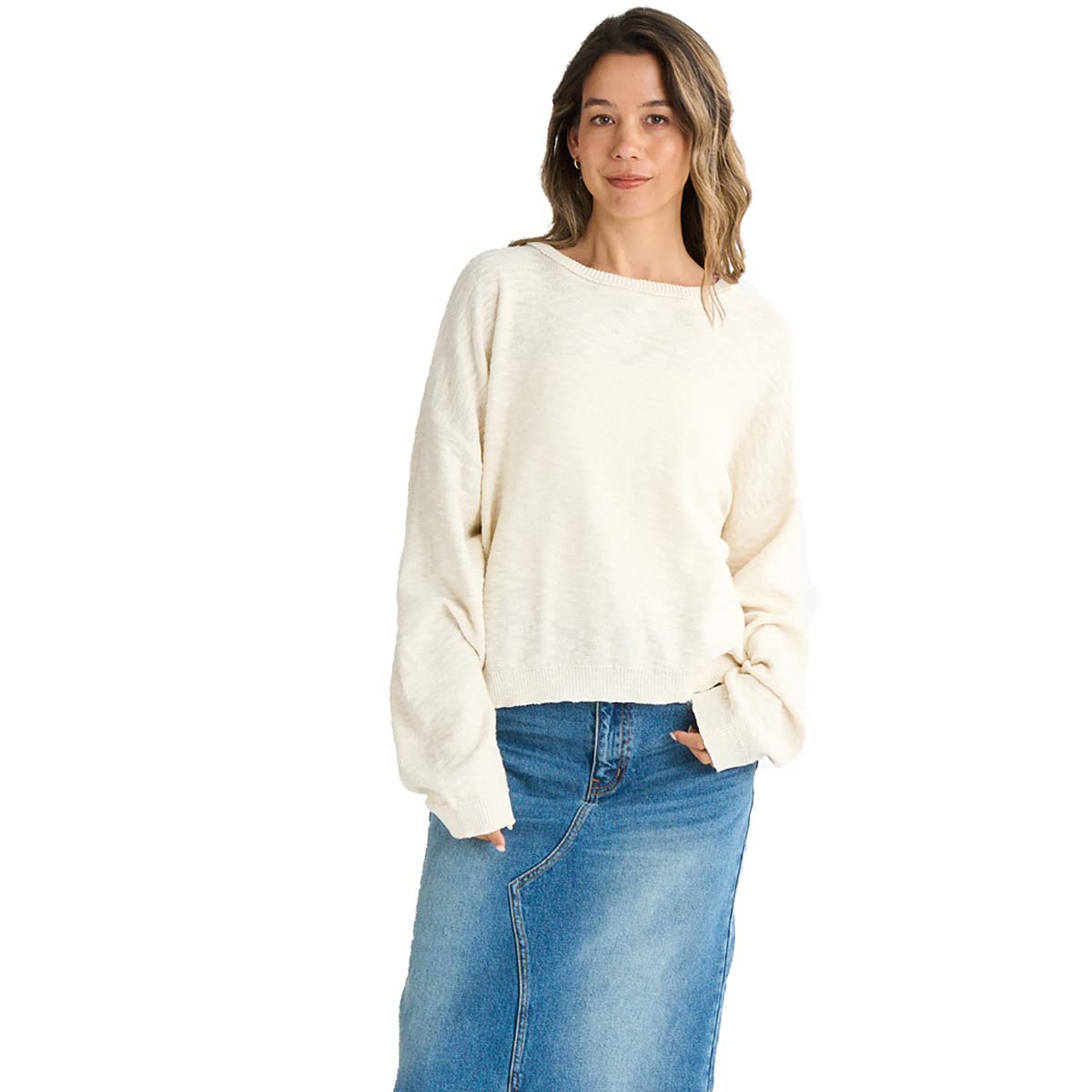 25 SS ROXY ロキシー スプリングニット SNUGGLY SWEATER トップス 抜け感 ロゴ刺繍 レディース RSR251071 日本正規品 ROXY 25 SS ロキシー スプリングニット SNUGGLY SWEATER