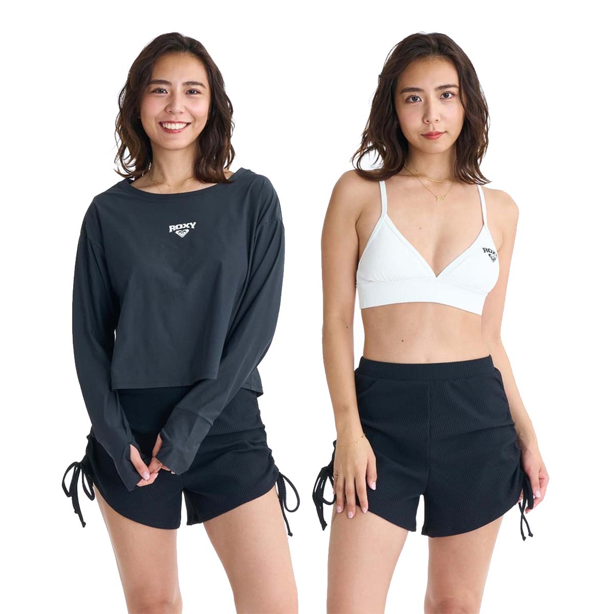 ★新品未使用★ROXY★ロキシー 体型カバー/3点セット水着 ブラック ROXY（ロキシー） 26 SS ROXY 水着 スイムウェア 3点セット ラッシュ