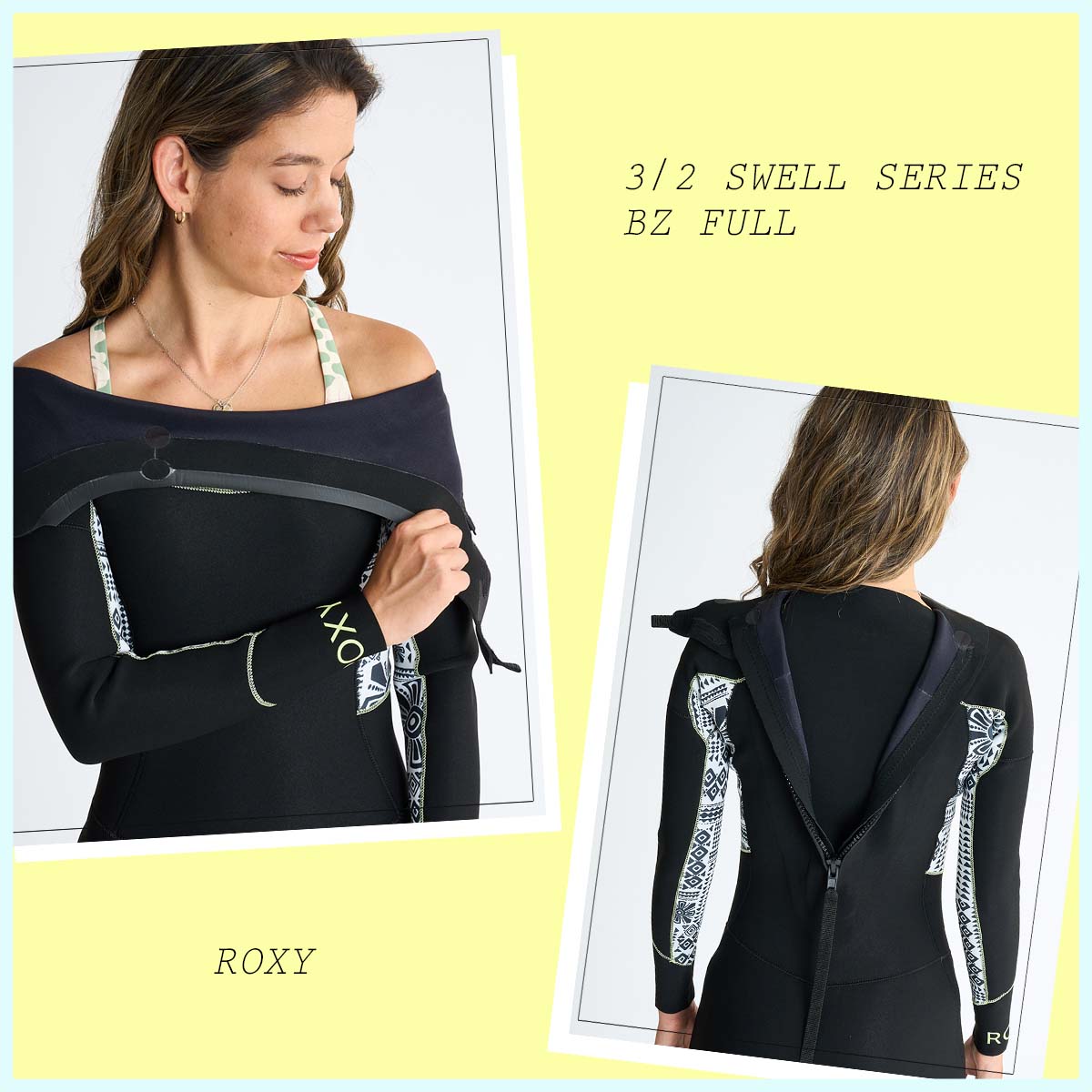 ROXY フルスーツ Sブラック 花柄　新品、タグ付き ROXY 24 ロキシー フルスーツ ウエットスーツ バックジップ 2
