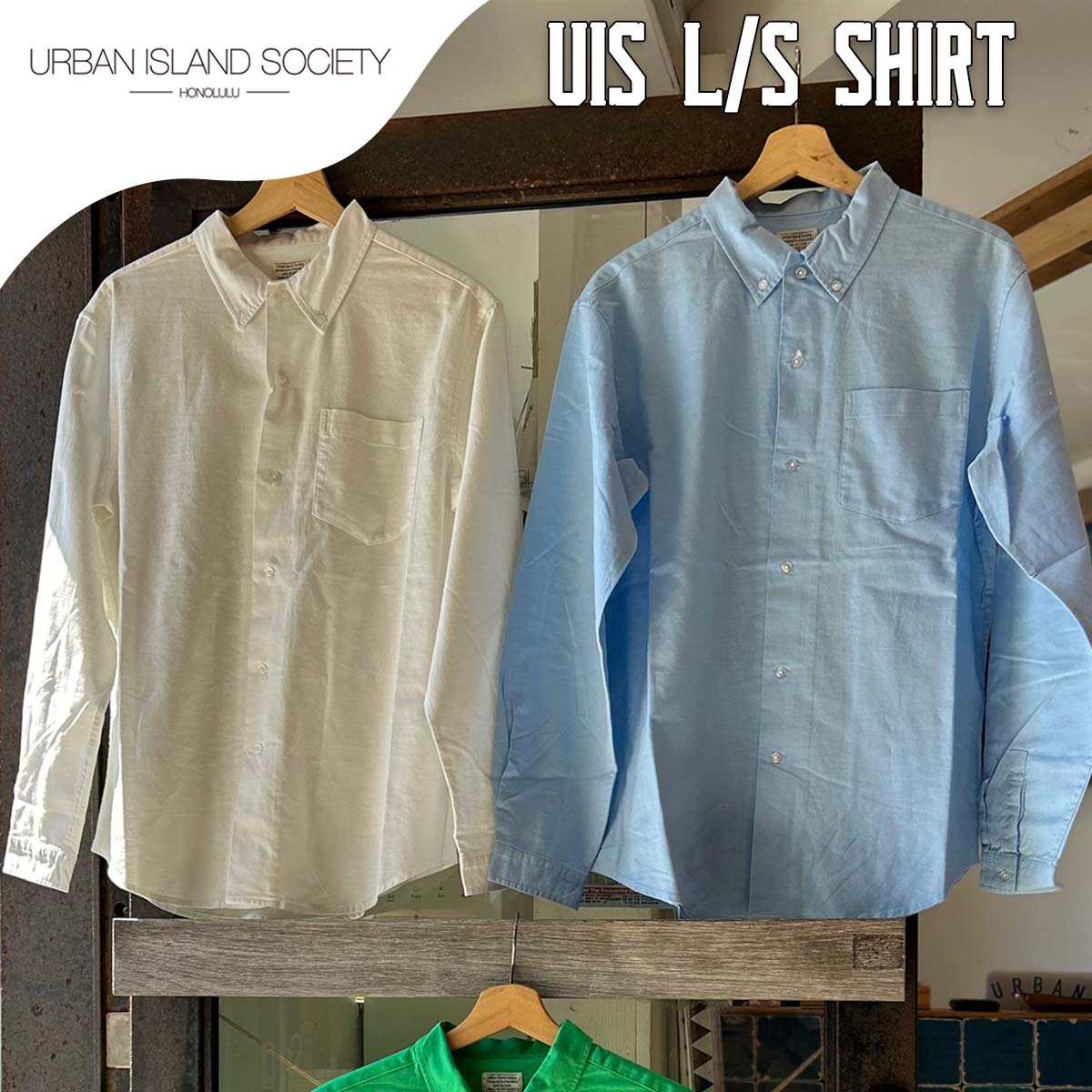 24 URBAN  SOCIETY アーバンアイランドソサイエティ シャツ UIS L/S SHIRT 長袖 ブラウス 綿 麻 シンプル カジュアル ハワイ メンズ 2024年春夏 品番 UIS24SS-001SH 日本正規品 24 URBAN ISLAND SOCIETY シャツ UIS L/S SHIRT 長袖 ブラウス 綿 麻