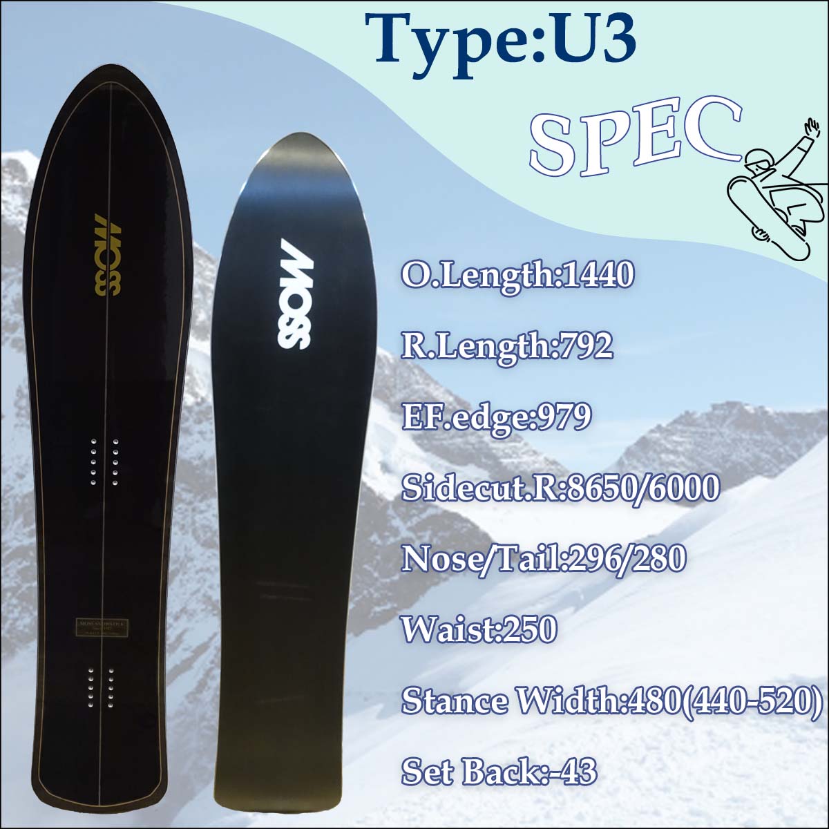 スノーボード 板 22/23 スノー MOSS SNOW STICK スノボ ユニセックス モススノースティック Useries U3 U4 U5  ウィンタースポーツ 日本正規品