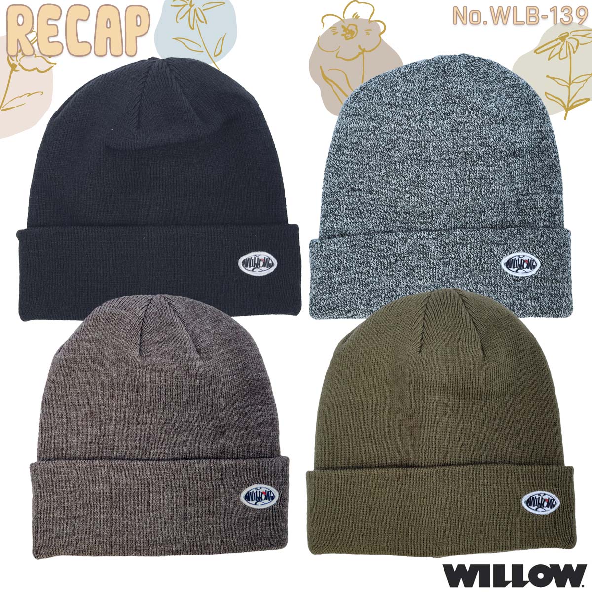 23/24 WILLOW ウィロー ビーニー RECAP 帽子 ニット帽 スキー スノボ