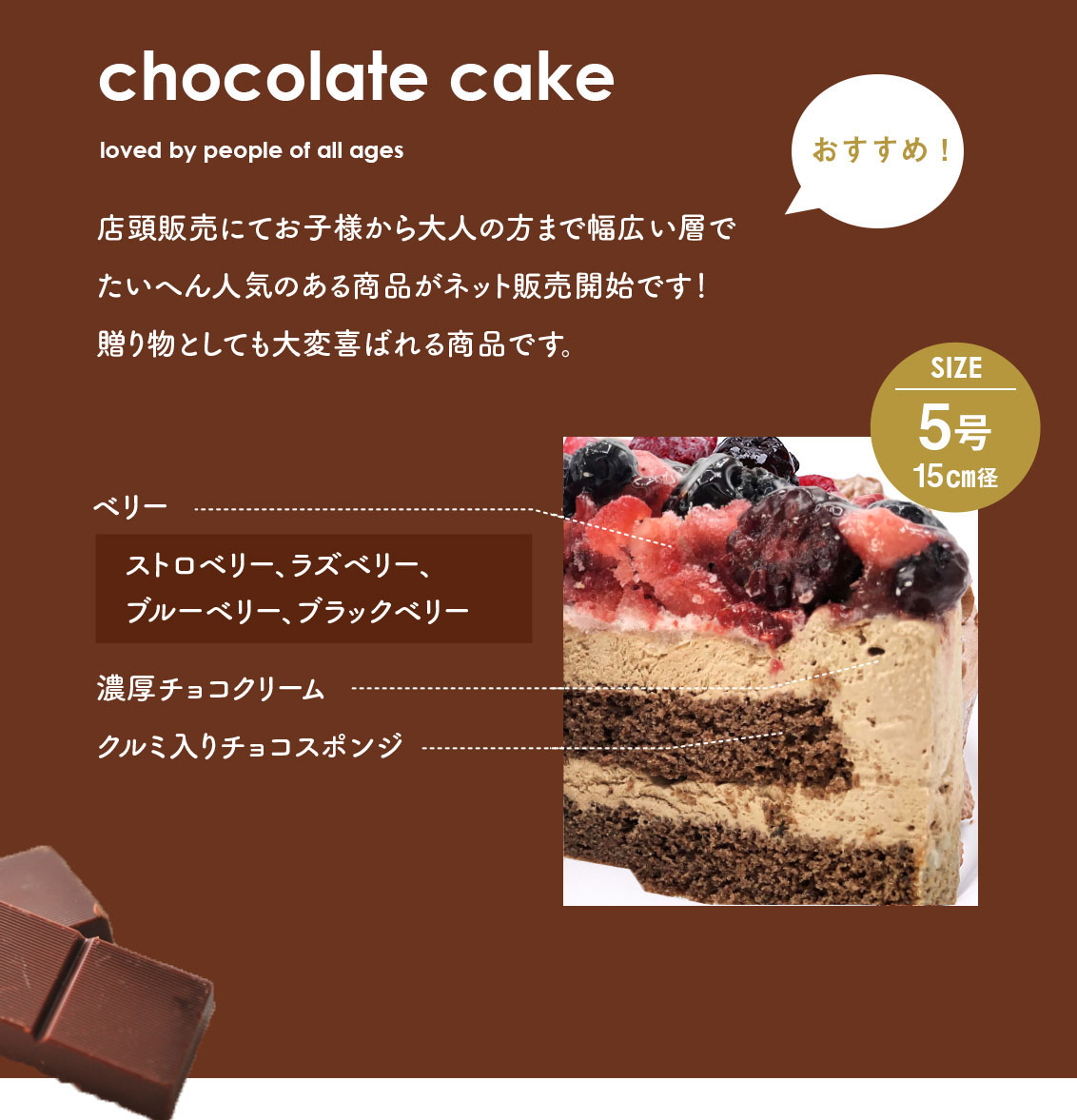 ベリーの濃厚チョコケーキ