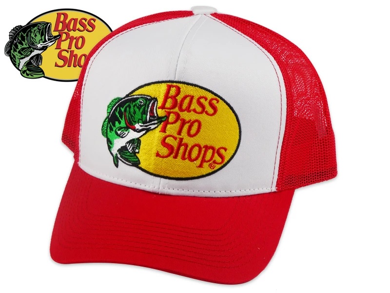 Bass Pro Shops バスプロショップス MESH TRUCKER CAP WHITE/RED
